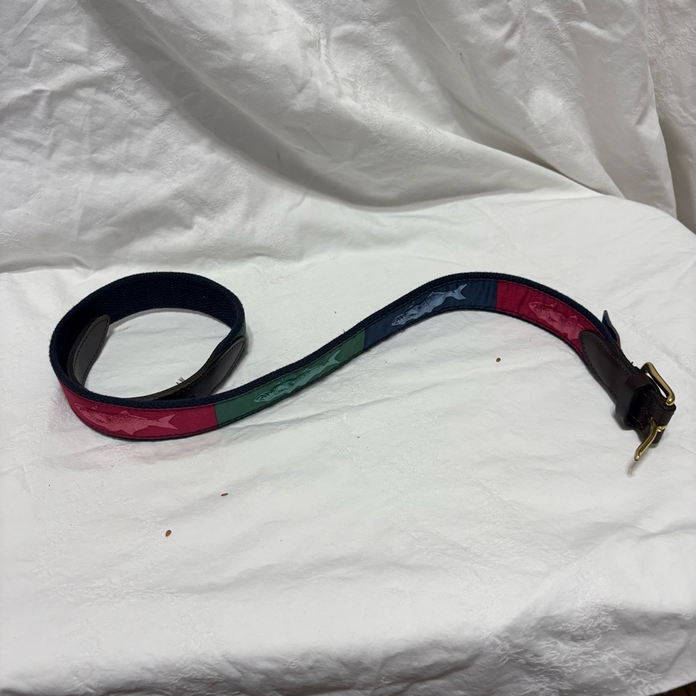 Vineyard Vines Stylish Multicolor Fish Belt with Gold Buckle - Picture 3 of 7
